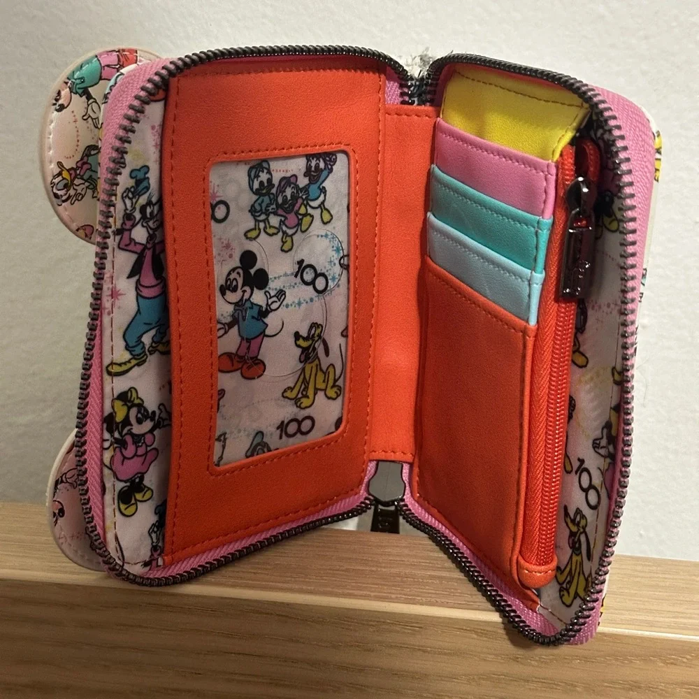 Loungefly Disney 100 Mickey and Friends Classic AOP Iridescent Zip Around Wallet - Picture 5 of 13